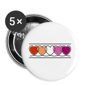 Cœurs lesbiennes lesbiennes - Lot de 5 grands badges (56 mm) - blanc - Devant