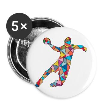 Handballer Handballspieler Jungen Herren Handball - Buttons groß 56 mm (5er Pack) - Weiß - Vorne