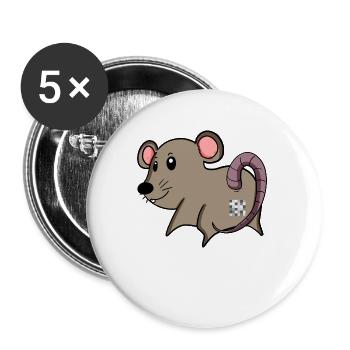 Maus Arsch - Maus Hintern - Buttons groß 56 mm (5er Pack) - Weiß - Vorne