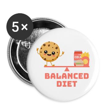 balanced cookie fastfood Diet - Buttons groß 56 mm (5er Pack) - Weiß - Vorne