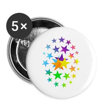 STERNE Sternchen viele Sterne - Buttons groß 56 mm (5er Pack) - Weiß - Vorne