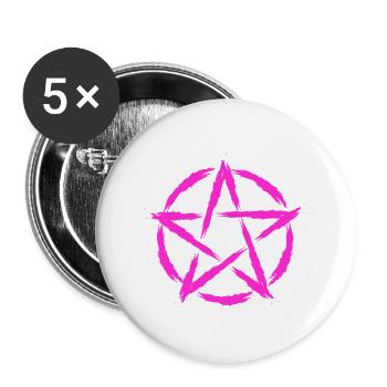 Pentagramm Symbol Lila - Buttons groß 56 mm (5er Pack) - Weiß - Vorne