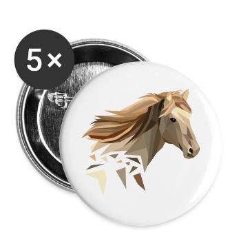Pferd geometrisch low poly - Buttons groß 56 mm (5er Pack) - Weiß - Vorne