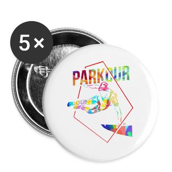 Beherzter Traceur Stadtparcours - Buttons groß 56 mm (5er Pack) - Weiß - Vorne