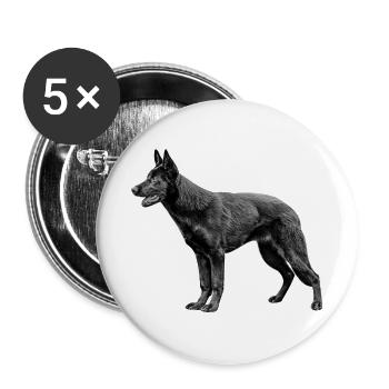 Schäferhund - Buttons groß 56 mm (5er Pack) - Weiß - Vorne
