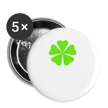 Symbol Kleeblatt Symbole Glückspilz - Buttons groß 56 mm (5er Pack) - Weiß - Vorne