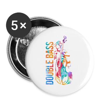 Wuchtiger Kontrabass Streichorchester - Buttons groß 56 mm (5er Pack) - Weiß - Vorne