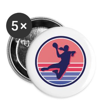 Handball Mädchen Handballerin Handballspielerin - Buttons groß 56 mm (5er Pack) - Weiß - Vorne