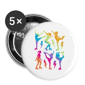 Rollschuhe Rollschuh Damen Kinder Mädchen Skates - Buttons groß 56 mm (5er Pack) - Weiß - Vorne