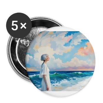 Meertraum Portrait im Aquarellstil - Buttons groß 56 mm (5er Pack) - Weiß - Vorne