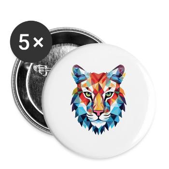 Luchs Bunte Aquarell-Tier-Haustier-Illustration - Buttons groß 56 mm (5er Pack) - Weiß - Vorne