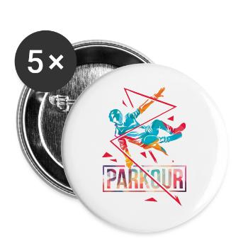 Furchtloser Parkour Stadtakrobat - Buttons groß 56 mm (5er Pack) - Weiß - Vorne