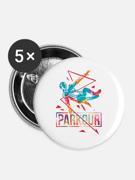 Furchtloser Parkour Stadtakrobat - Buttons groß 56 mm (5er Pack) - Weiß