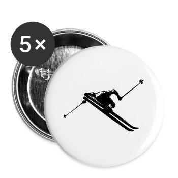 Skifahrer Skifahren - Buttons groß 56 mm (5er Pack) - Weiß - Vorne