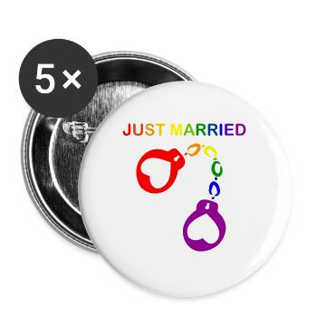 Just married Homosexuell Heirat - Buttons groß 56 mm (5er Pack) - Weiß - Vorne