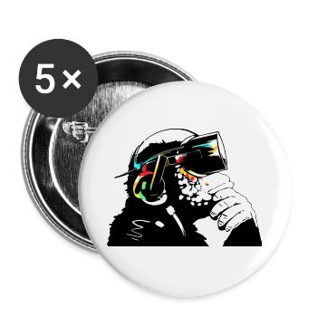Monksy - Affe mit Virtual Reality Brille - Buttons groß 56 mm (5er Pack) - Weiß - Vorne