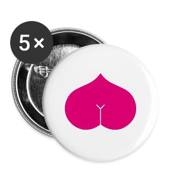 Arsch Herz Popo Liebe Lustig Geschenk - Buttons groß 56 mm (5er Pack) - Weiß - Vorne