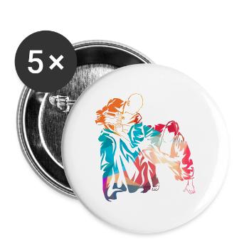 Dynamische Aikido Selbstverteidigung - Buttons groß 56 mm (5er Pack) - Weiß - Vorne
