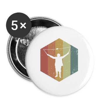 Furchtloser Diabolo Zirkusartist - Buttons groß 56 mm (5er Pack) - Weiß - Vorne