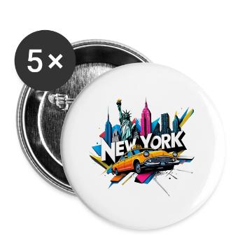 New York - Buttons groß 56 mm (5er Pack) - Weiß - Vorne
