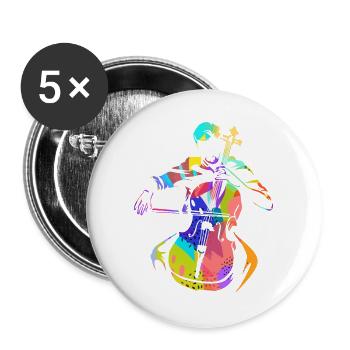 Feuriger Cellist Orchesterbühne - Buttons groß 56 mm (5er Pack) - Weiß - Vorne