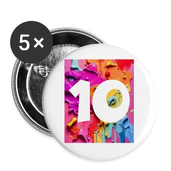 NON. 10 NUMÉRO 10 COLORÉ 10E ANNIVERSAIRE - Lot de 5 grands badges (56 mm) - blanc - Devant
