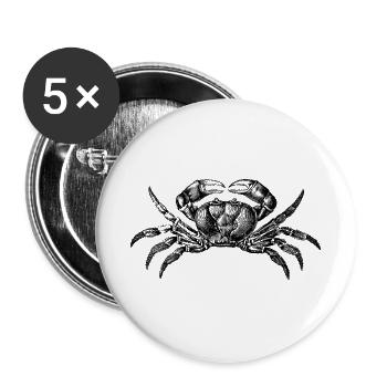 Krebs Krabbe Vintage - Buttons groß 56 mm (5er Pack) - Weiß - Vorne