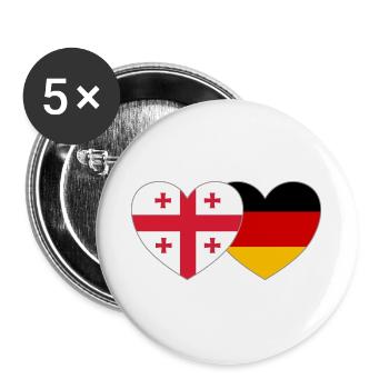 Georgien Deutschland Flagge Herz - Buttons groß 56 mm (5er Pack) - Weiß - Vorne