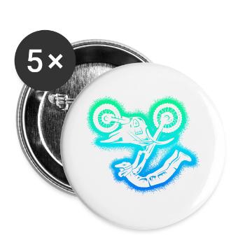 Motocross Dirtbike Herren Kinder Jungen Dirt Biker - Buttons groß 56 mm (5er Pack) - Weiß - Vorne