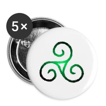 Keltisches Symbol Triskele Dreierspirale - Buttons groß 56 mm (5er Pack) - Weiß - Vorne