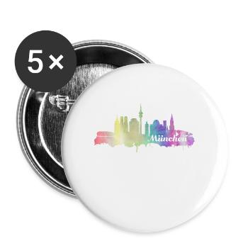 München Skyline - Buttons groß 56 mm (5er Pack) - Weiß - Vorne