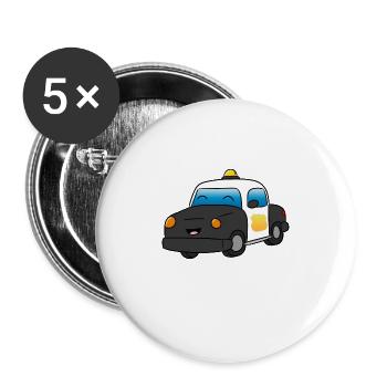 Polizei - Buttons groß 56 mm (5er Pack) - Weiß - Vorne