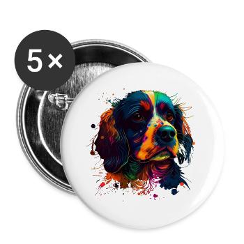 Süsser Hund - Buttons groß 56 mm (5er Pack) - Weiß - Vorne