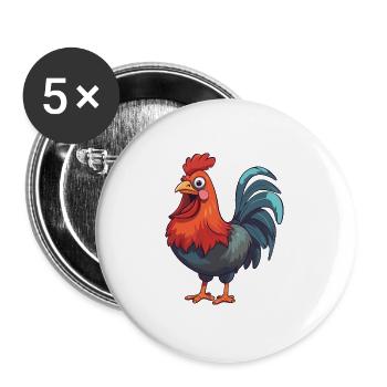 Hahn-Karikatur-Kawaii-Aquarell-Illustration - Buttons groß 56 mm (5er Pack) - Weiß - Vorne