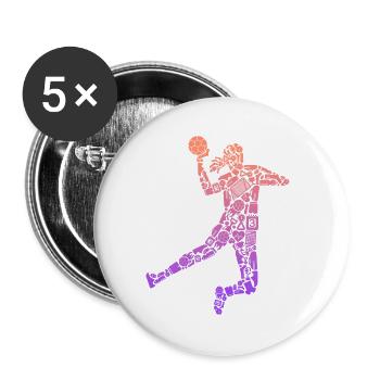 Handballspielerin Handball Mädchen Handballerin - Buttons groß 56 mm (5er Pack) - Weiß - Vorne