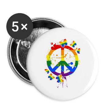 LGBT - Buttons groß 56 mm (5er Pack) - Weiß - Vorne