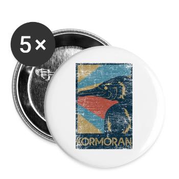 Tauchfreudiger Kormoran Meeresrabe - Buttons groß 56 mm (5er Pack) - Weiß - Vorne