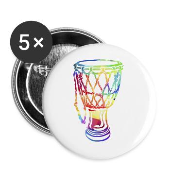 Vibrierende Djembe Handtrommel - Buttons groß 56 mm (5er Pack) - Weiß - Vorne