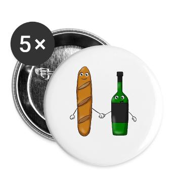 Baguette Wine - Buttons groß 56 mm (5er Pack) - Weiß - Vorne