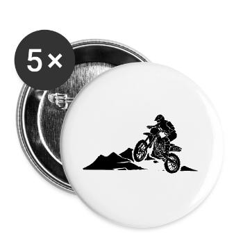 Motorrad Motorradfahrer - Buttons groß 56 mm (5er Pack) - Weiß - Vorne