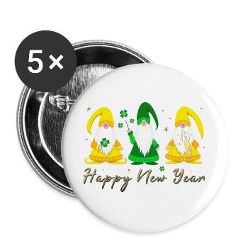 Happy New Year gnome imp - Buttons groß 56 mm (5er Pack) - Weiß - Vorne