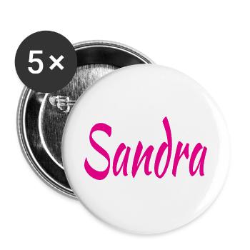 Sandra Script Pink auf Schwarz - Buttons groß 56 mm (5er Pack) - Weiß - Vorne