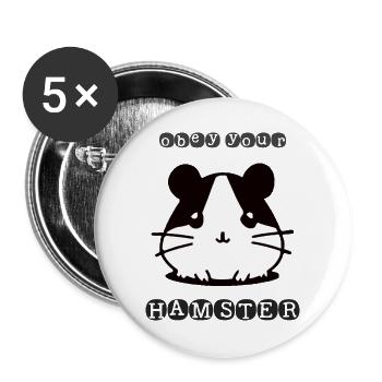 Obey your Hamster - Buttons groß 56 mm (5er Pack) - Weiß - Vorne