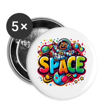 Space Astronautenkind - Buttons groß 56 mm (5er Pack) - Weiß - Vorne