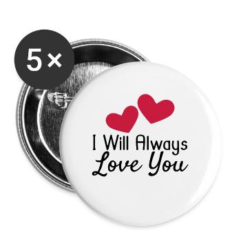 Love you - Buttons groß 56 mm (5er Pack) - Weiß - Vorne