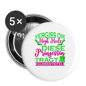 Vergiss Die High Heels Prinzessin Trägt Gummistief - Buttons groß 56 mm (5er Pack) - Weiß - Vorne