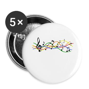 Musikalische Noten Noten Muster. Musik - Buttons groß 56 mm (5er Pack) - Weiß - Vorne
