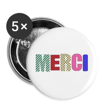 Vielen Dank - Buttons groß 56 mm (5er Pack) - Weiß - Vorne