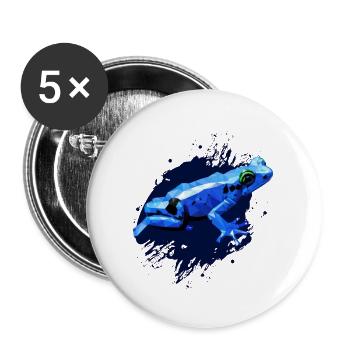 Pfeilgiftfrosch, Zeichnung Polygon, blauer Frosch - Buttons groß 56 mm (5er Pack) - Weiß - Vorne