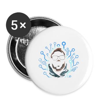 Tüftelnder Programmierer Quellcode - Buttons groß 56 mm (5er Pack) - Weiß - Vorne